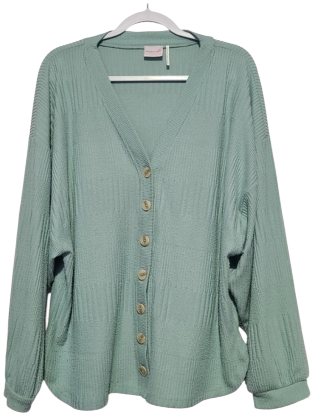 Out From Under Seafoam Green Ribbed Cardigan Women’s Size L Button Down Knit